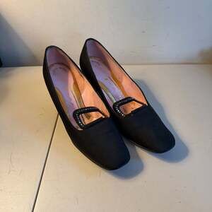 Vintage 1960s Joseph Magnin Mister J Black Faille Pumps with Rhinestone Buckle